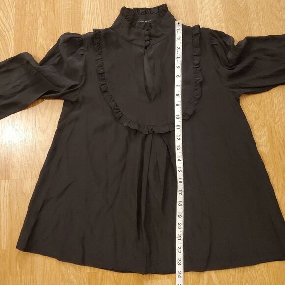 Nanette Lepore Ruffled Silk Blouse in Black - NEW - Picture 6 of 10